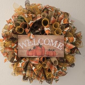 Autumn Welcome Wreath with Pumpkins